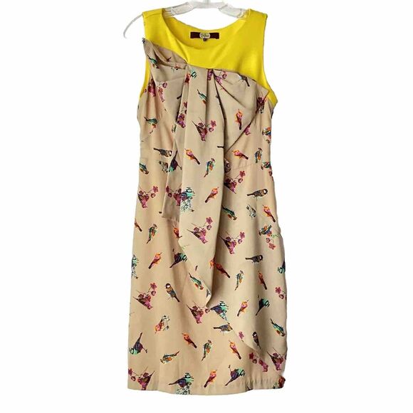Eva Franco Anthropologie Mockingbird Aria Dress Sleeveless Tan Yellow 6 - Picture 2 of 9